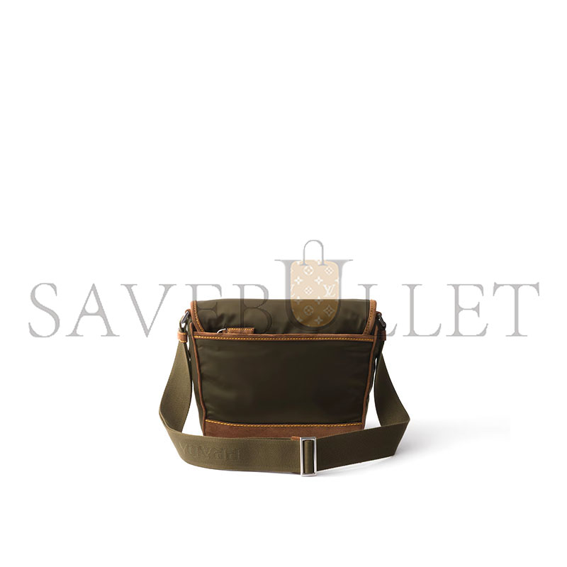 Pra*a medium re-nylon and suede shoulder bag 2vd066 (20*19*10cm)